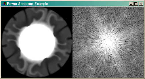 Power spectrum of a 2D image next to the original image (16K).