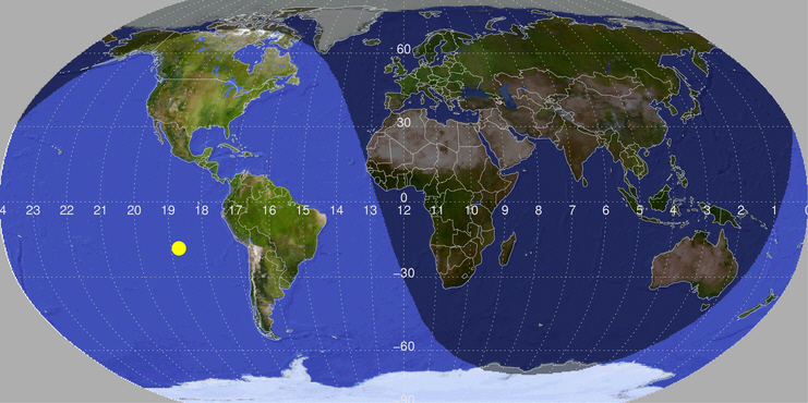 A map projection with day/night terminator.