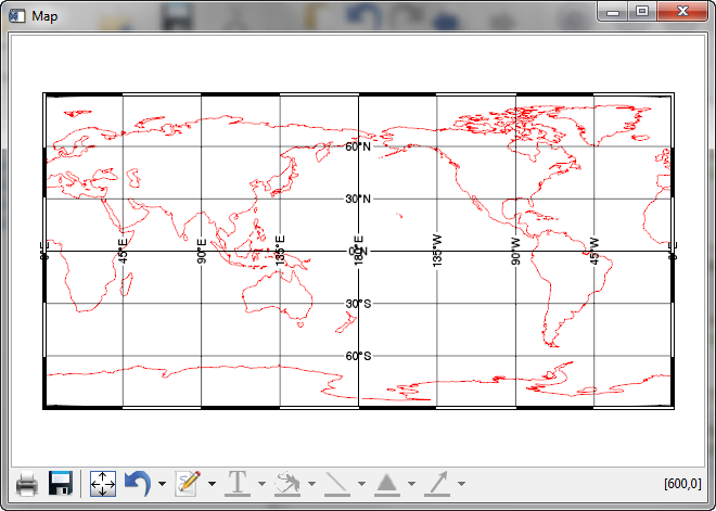 The map projection resulting from
setting the Box_Axes keyword to the Map function.