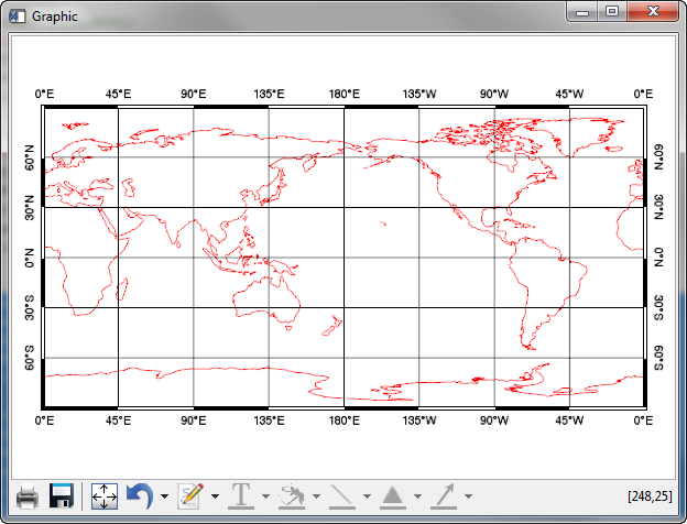 A normal looking Box Axes map projection with the Map function.