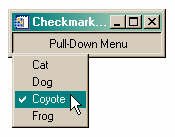 A pull-down menu with the current selection indicated by a checkmark.